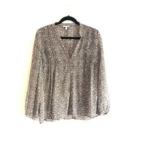 Joie Silk Sheer Floral Blouse Black and White